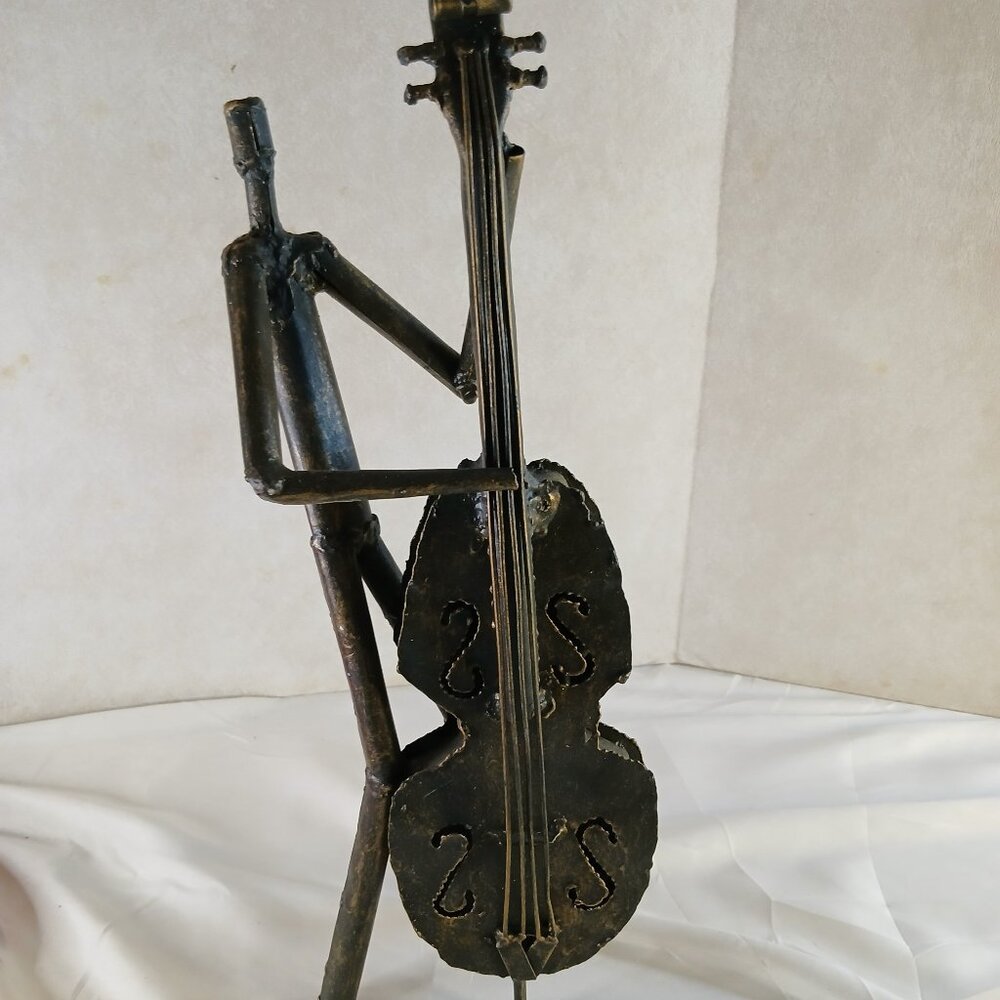 Z Gallerie Art Tube Sculpture Metal Bassist Upright Bass Double Brutalist Cello